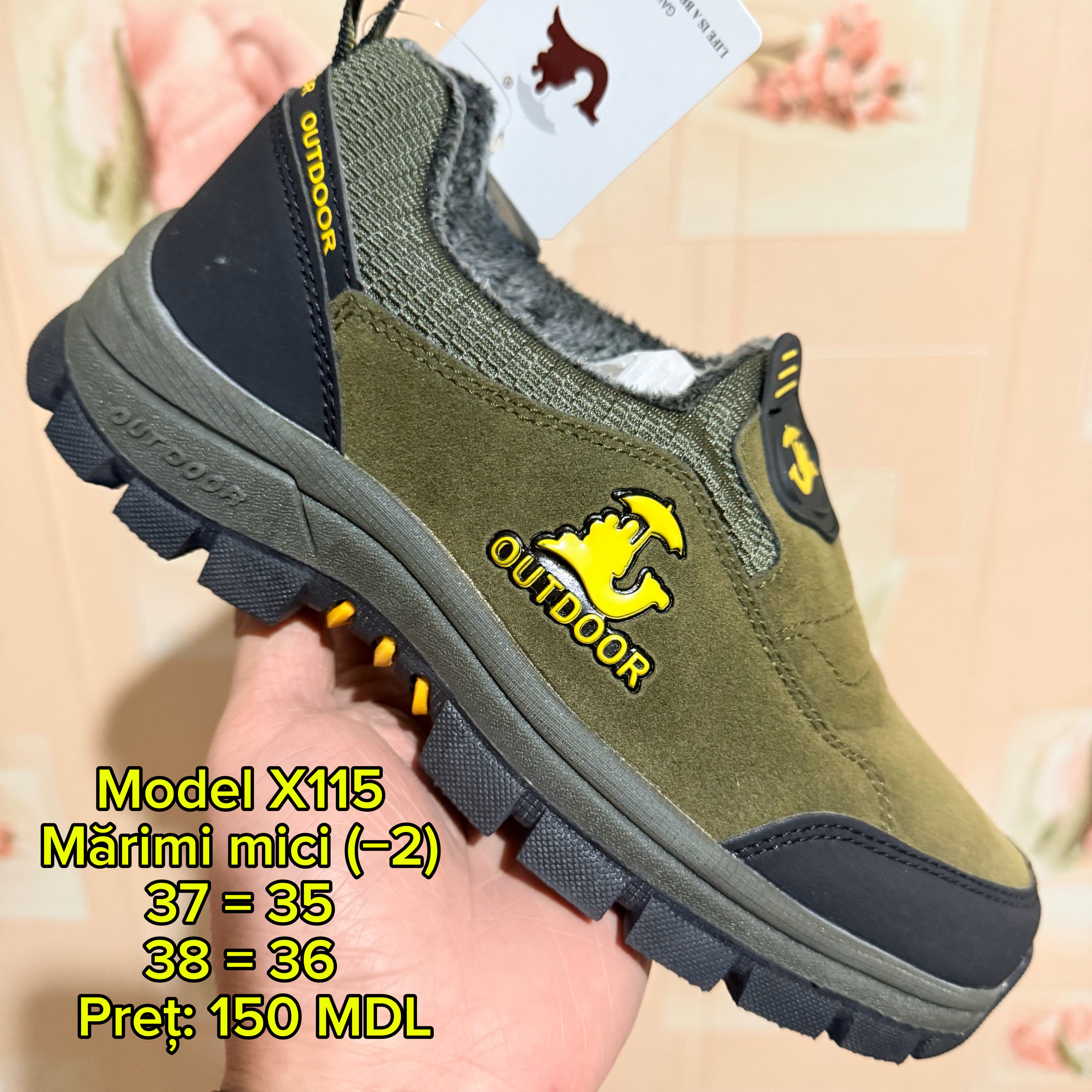 Pantofi outdoor călduroși, mărimi 37–38 (model mic, +2 mărimi)X115