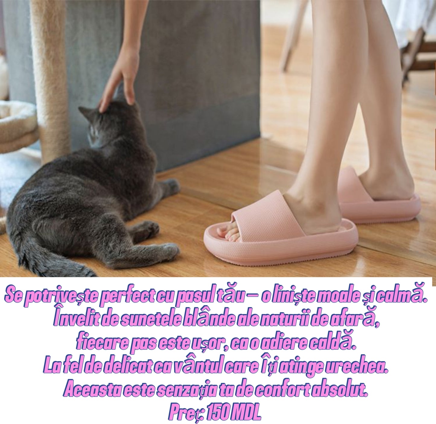 Papuci Vară cu Talpă Groasă – Material MD, Ușori și Confortabili